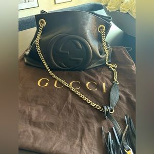 GUCCI Pebbled Calfskin Medium Soho Chain Shoulder Bag